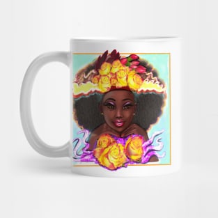 Afro beauty beautiful black girl with Afro hair, brown eyes and dark brown skin Mug